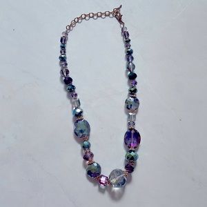 Vintage Necklace Multicolored & Iridescent Glass Beaded SPECTACULAR!